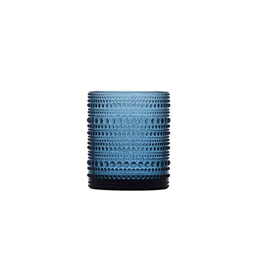 Fortessa Jupiter Beaded Hobnail Glass, 10 Ounce Double Old Fashioned (Set of 6), Cornflower Blue - Image 1