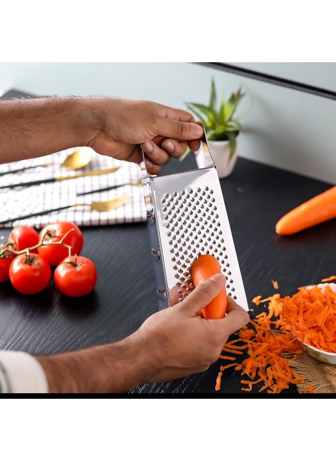 DELCASA Delcasa DC3189 Stainless Steel 4-Sided Grater with Wooden Handle, Silver  - Image 4