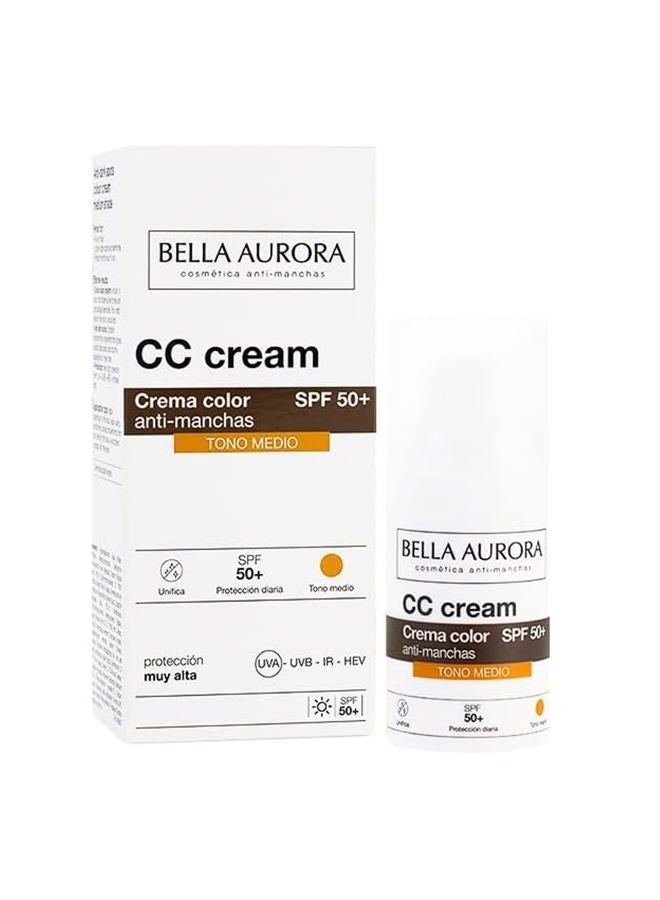 BELLA AURORA كريم بيلا أورورا سي سي ظل متوسط SPF50 بلس، 30 مل - Image 1