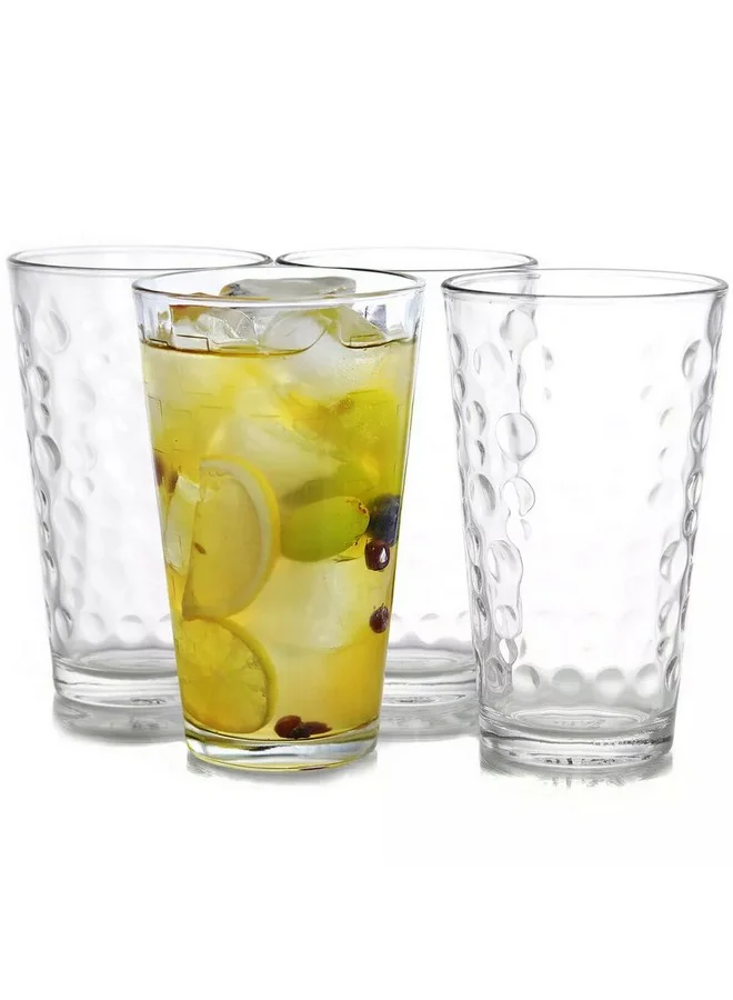 GIBSON 4-Piece Bubble Pattern Great Foundations Glass Tumbler Set Clear 16 oz 92080.04