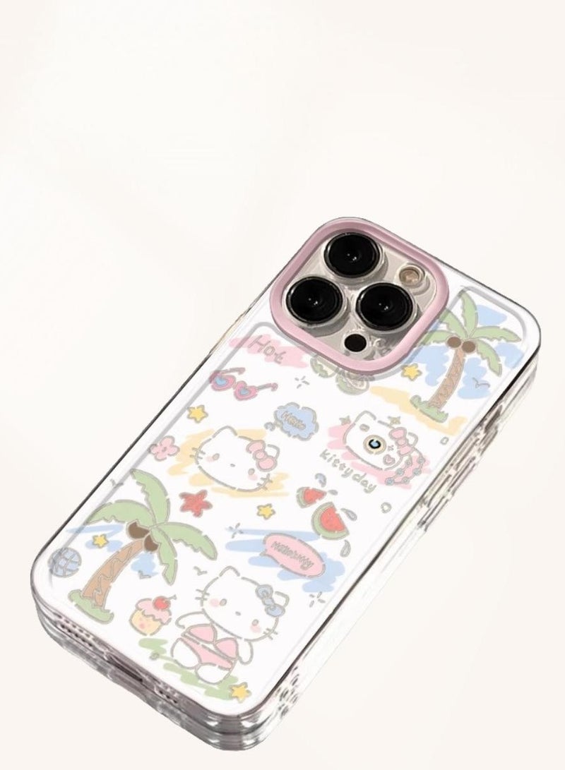 Clear Case for iPhone 16 Pro Max – Palm Tree & Swimsuit Kitty Design | Transparent Protective Cover - Image 4