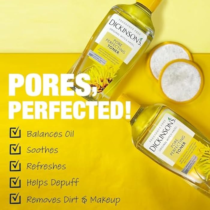 Dickinson's تونر دكنسون الأصلي من هازل الساحرة | 100% هازل ساحرة مكررة طبيعية | تونر رقم 1 في أمريكا | ينقي المسام | يزيل الشوائب والزيوت | 16 أونصة سائلة - Image 4