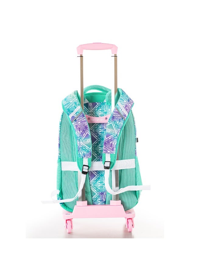Eazy Kids Eazy Kids 18" School Bag w/ 4 Wheel Trolley - Geometrical Green  - Image 3