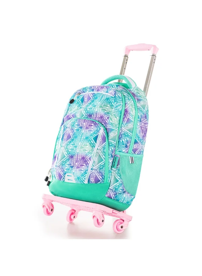Eazy Kids Eazy Kids 18" School Bag w/ 4 Wheel Trolley - Geometrical Green