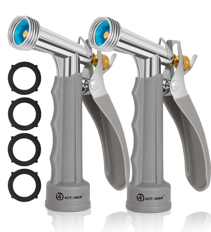 AUTOMAN Full Size Garden Hose Nozzle 2 Pack, High Pressure Pistol Grip Water Nozzle Sprayer with Threaded Front, Adjustable Spray Water Flow for Washing Car, Cleaning Ground, Watering Plants - Image 1
