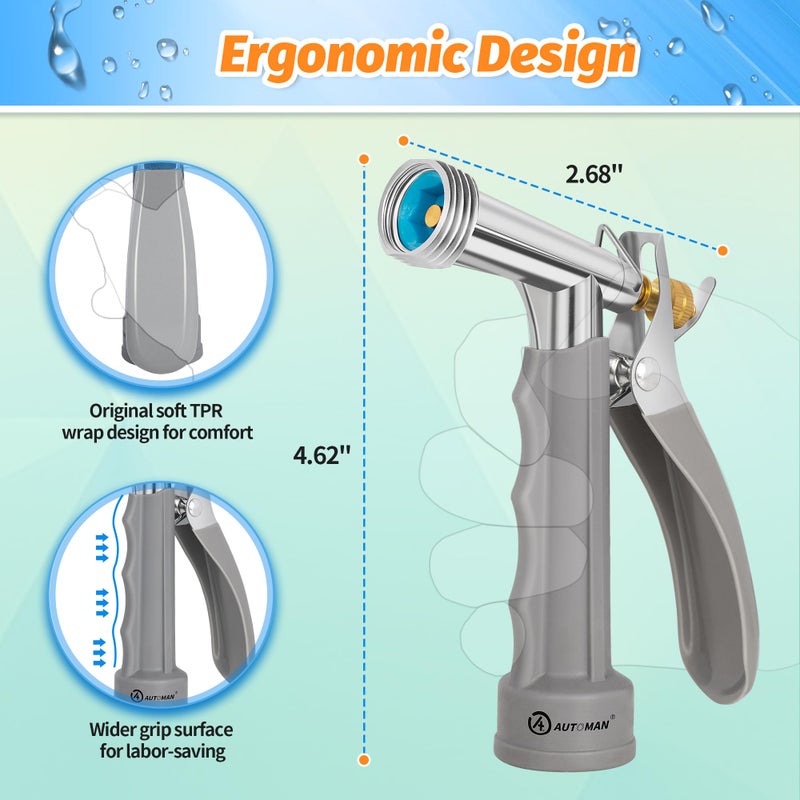 AUTOMAN Full Size Garden Hose Nozzle 2 Pack, High Pressure Pistol Grip Water Nozzle Sprayer with Threaded Front, Adjustable Spray Water Flow for Washing Car, Cleaning Ground, Watering Plants - Image 3