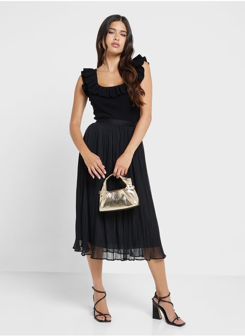 Pleated Maxi Skirt