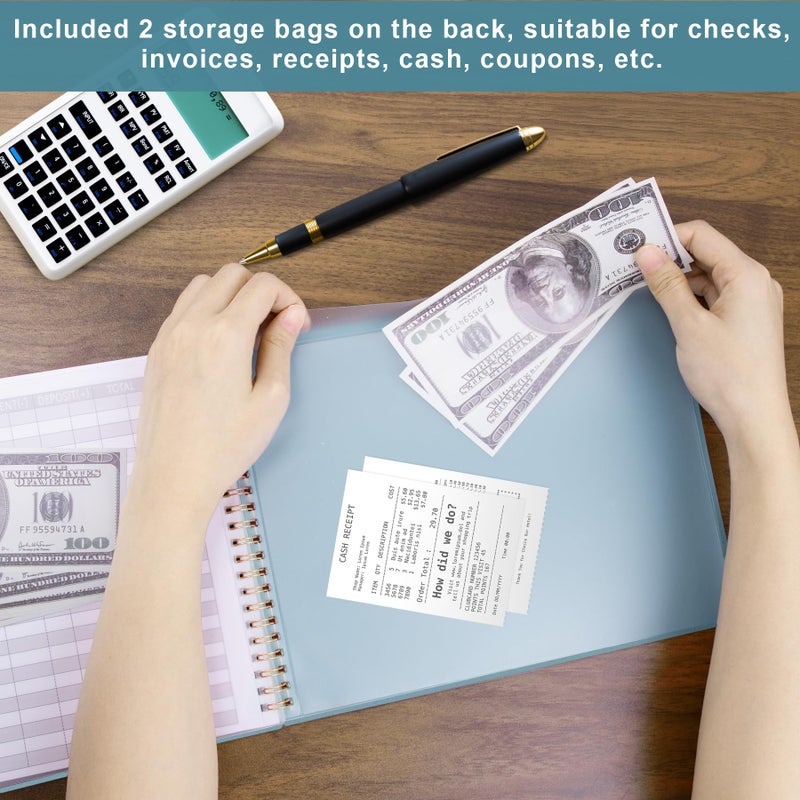 Akonege Accounting Ledger Book For Small Business Bookkeeping Personal Use  Horizontal Expense Tracker Notebook For Family Budget  Bookkeeping Record Book Money Expense Income Log Journal  Pastel Blue - Image 4
