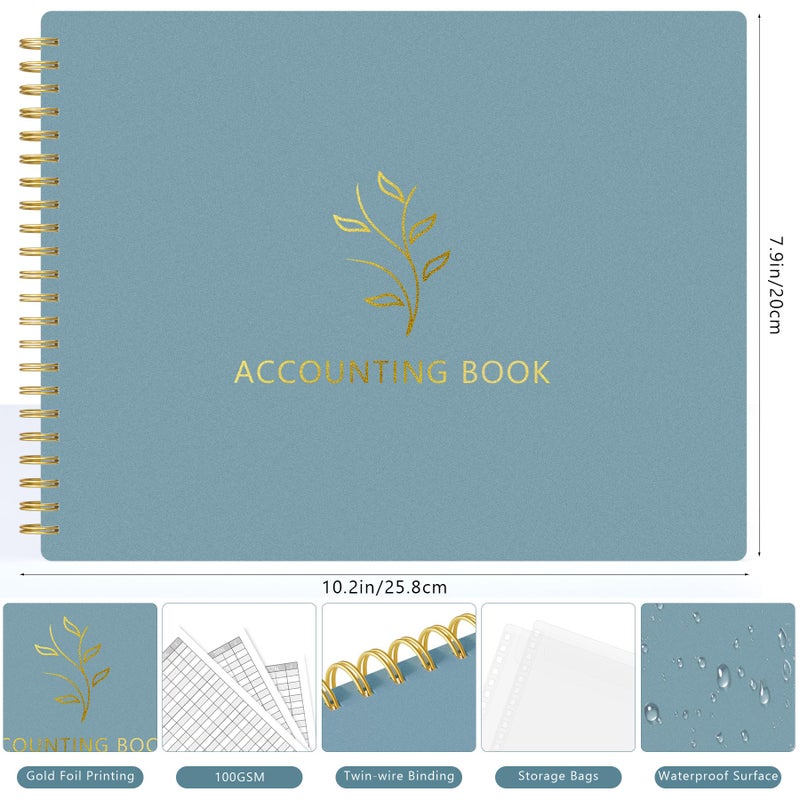 Akonege Accounting Ledger Book For Small Business Bookkeeping Personal Use  Horizontal Expense Tracker Notebook For Family Budget  Bookkeeping Record Book Money Expense Income Log Journal  Pastel Blue - Image 2