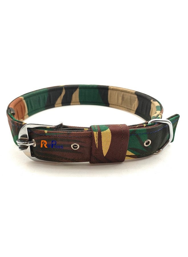 حزام الكلب بطبعة الجيش، طوق كلب مبطن، حزام رقبة للكلاب، طوق كلب عسكري، حزام مريح للكلاب بعرض 1.5 بوصة (مقاس كبير جدًا) (طول 64 سم - 78 سم) - Image 1