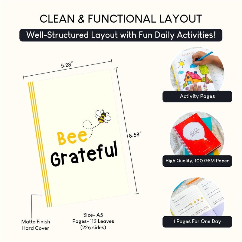 CHAARPAI Kids Gratitude Journal for 6 Months, Daily Confidence Build Up & Self Growth Journal for Kids, A5 Size, 100 GSM Paper with Matt Laminated Hardbound Cover, 5-12 Age (Pack of 1) (Bee Grateful) - Image 5