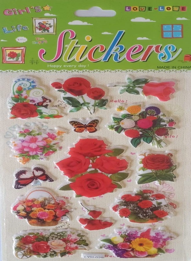 FULLFILLS Foam self Adhesive Puffy Stickers in Multi Shapes (1Flowers-1Princes-1Teddybear) (3 Sheets) - Image 2