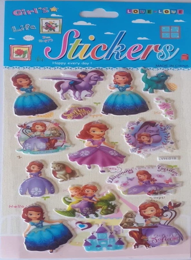 FULLFILLS Foam self Adhesive Puffy Stickers in Multi Shapes (1Flowers-1Princes-1Teddybear) (3 Sheets) - Image 3