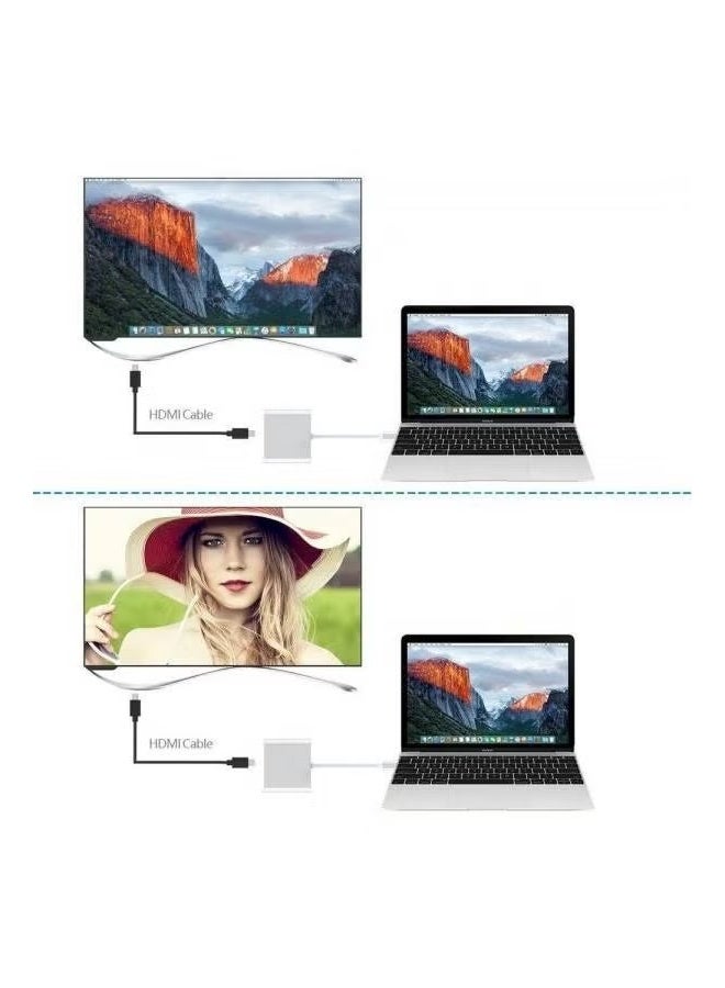 يو إس بي محول TYPE-C إلى HDTV 3 في 1 HDTV USB 3.0 TYPE-C (PD) فضي - Image 5