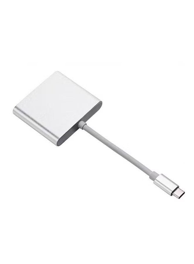 يو إس بي محول TYPE-C إلى HDTV 3 في 1 HDTV USB 3.0 TYPE-C (PD) فضي - Image 1