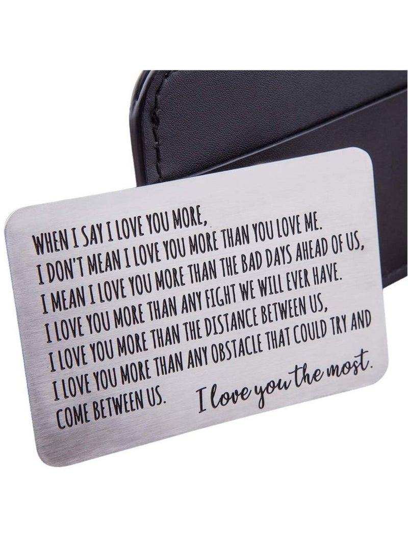 Generic Wallet Insert Card Anniversary Gifts For Men Husband From Wife Girlfriend Boyfriend Birthday Gifts Metal Mini Love Note Wedding Gifts For Groom Bride Him Her Deployment Gifts  - Image 1