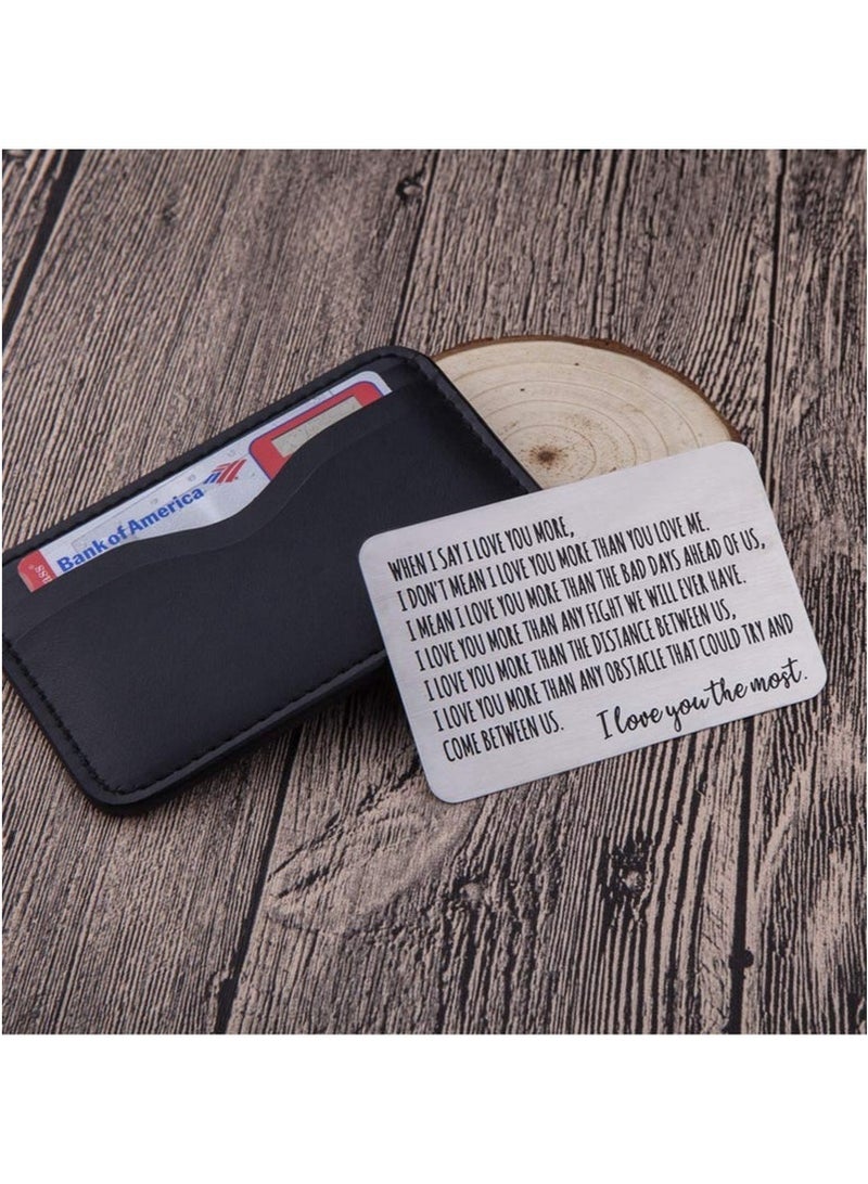 Generic Wallet Insert Card Anniversary Gifts For Men Husband From Wife Girlfriend Boyfriend Birthday Gifts Metal Mini Love Note Wedding Gifts For Groom Bride Him Her Deployment Gifts  - Image 3