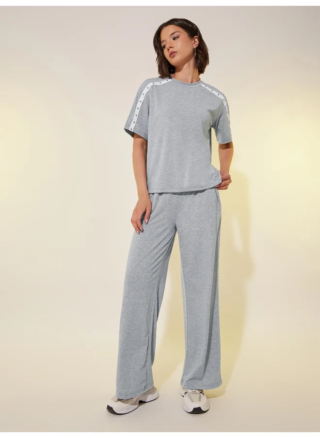 تايك تو Take Two Studded Web Detail Short Sleeve T-Shirt and Pants Co-Ords