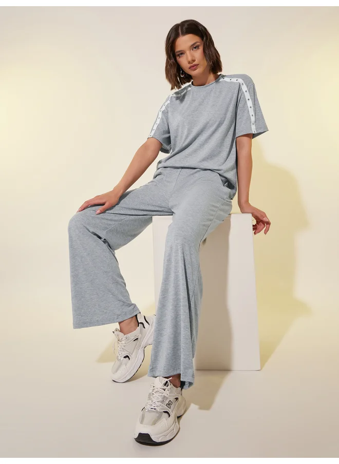 تايك تو Take Two Studded Web Detail Short Sleeve T-Shirt and Pants Co-Ords