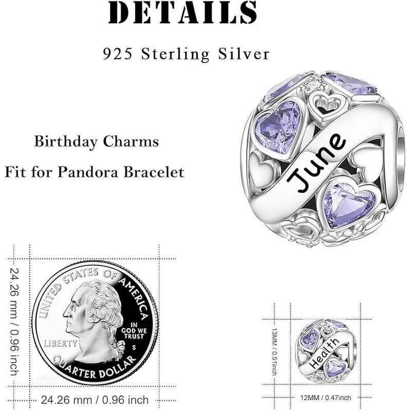 DALARAN Birthstone Charms for Pandora Charms Bracelet 925 Sterling Silver Birthday Mother's Day Chrismas Jewelry Gift for Women - Image 5