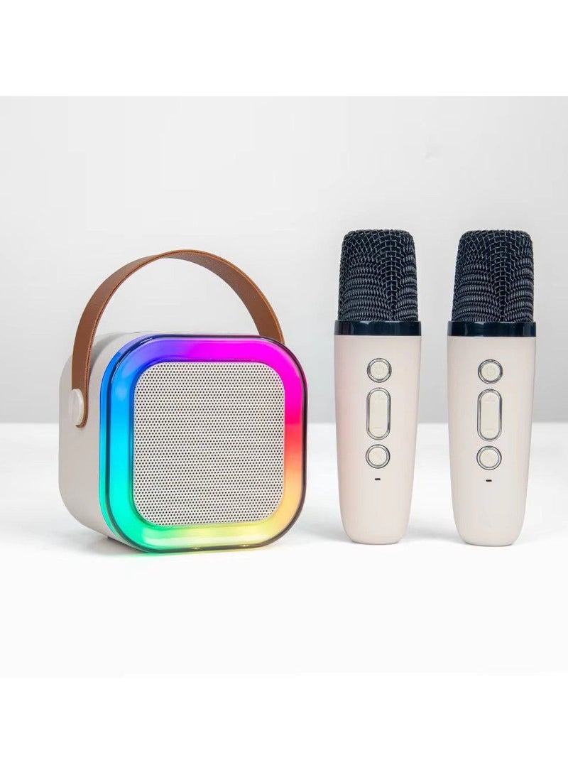 Karaoke Machine for Kids Adults, Mini Portable Bluetooth Speaker with 2 Wireless Mics and LED Light,5 Variable Voice,for Home Party Birthday Suitable for Girls/Boys Ages 3-12+ Years - Image 4