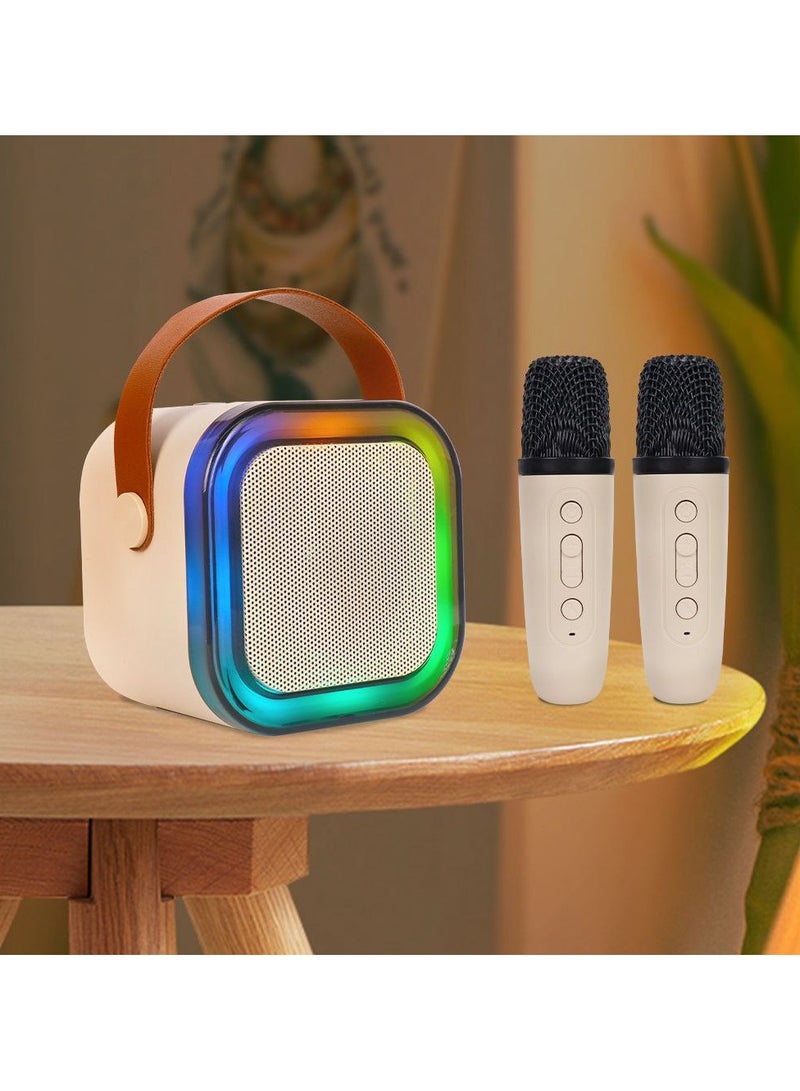 Karaoke Machine for Kids Adults, Mini Portable Bluetooth Speaker with 2 Wireless Mics and LED Light,5 Variable Voice,for Home Party Birthday Suitable for Girls/Boys Ages 3-12+ Years - Image 1
