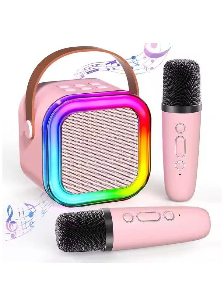 Karaoke Machine for Kids Adults, Mini Portable Bluetooth Speaker with 2 Wireless Mics and LED Light,5 Variable Voice,for Home Party Birthday Suitable for Girls/Boys Ages 3-12+ Years - Image 3