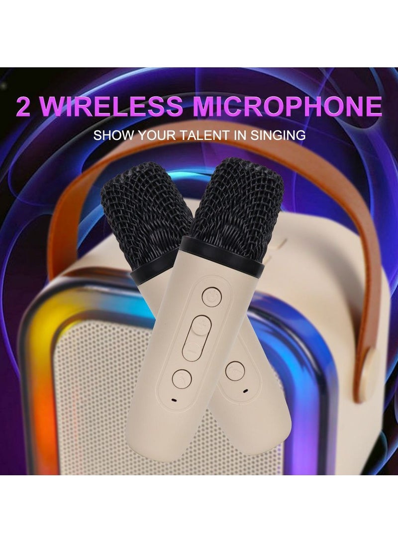 Karaoke Machine for Kids Adults, Mini Portable Bluetooth Speaker with 2 Wireless Mics and LED Light,5 Variable Voice,for Home Party Birthday Suitable for Girls/Boys Ages 3-12+ Years - Image 2