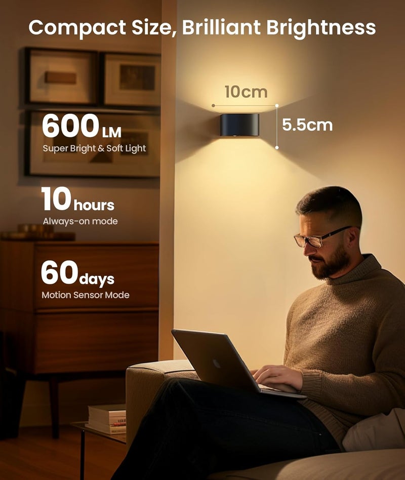 Tobeape Motion Sensor Wall Sconce with Remote, 5000mAh Battery Operated Rechargeable Wall Light Night Light with 3 Color Temps, Wireless LED Wall Mounted Lamp Indoor for Living Room Bedroom Bedside - Image 4