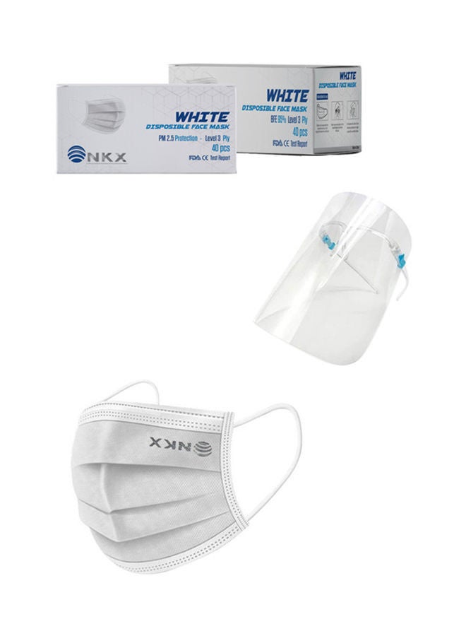 NIBEMINENT Pack Of 40 Piece Disposable Face Mask And Shield For Adults - Image 1
