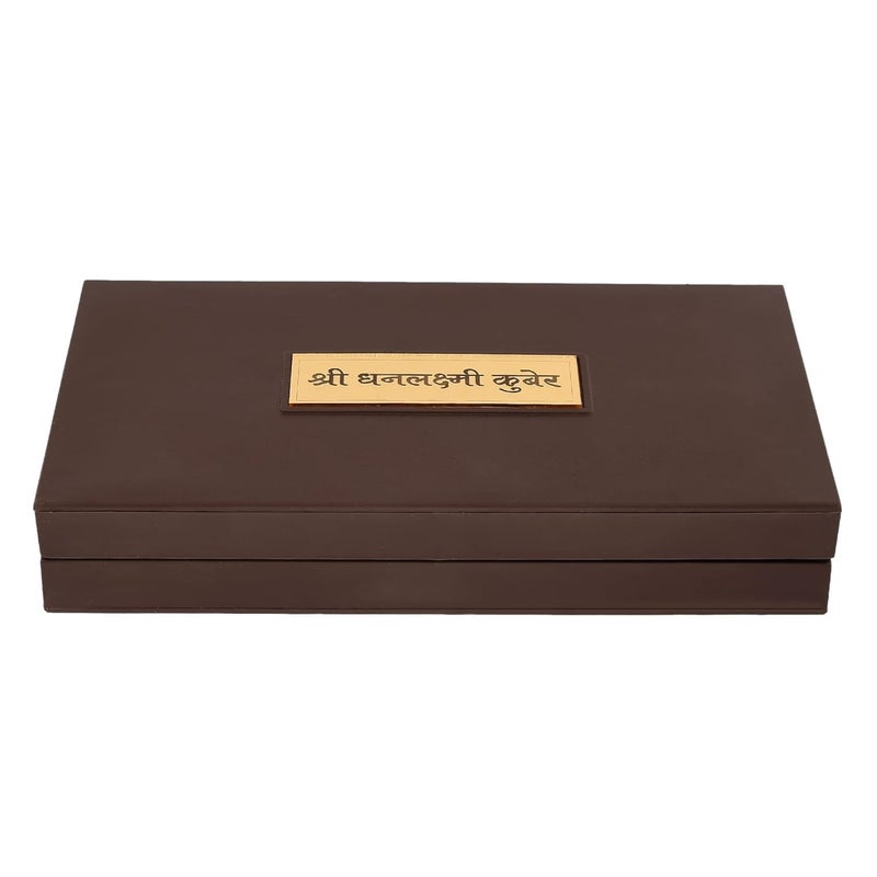 JAIPUR ACE JAIPUR ACE Gold Plated Shree Dhan Laxmi Kuber Charan Paduka Yantra Devotional Prayer Box Wooden Momento Decorative Showpiece Box Packing Diwali Gifting Charan Paduka - Image 4