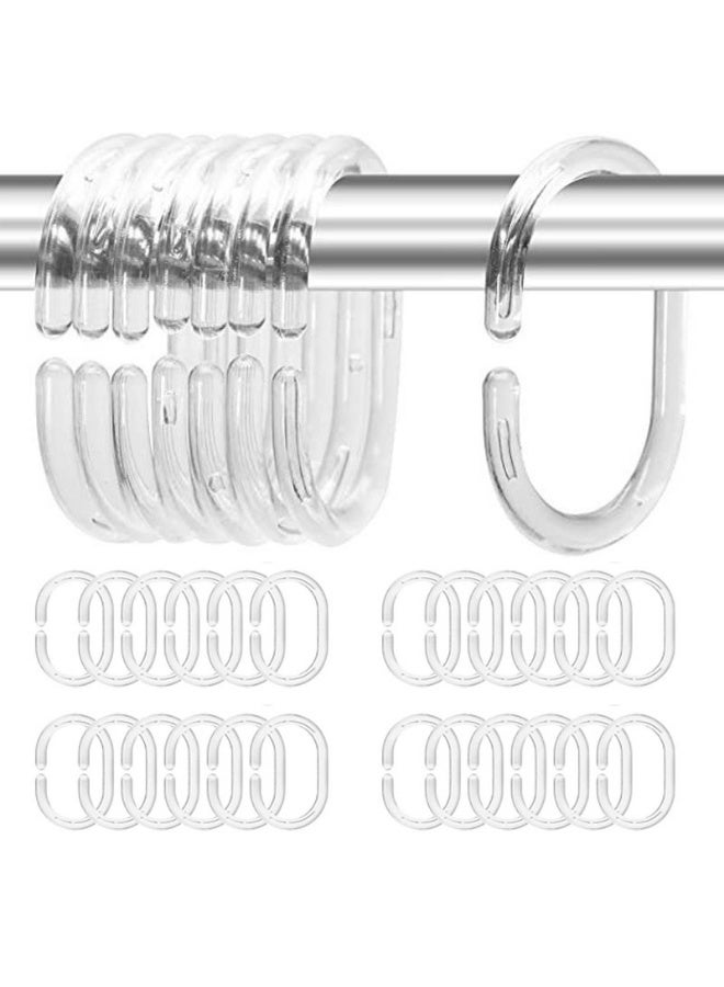 24 قطعة حلقة ستارة دش انزلاق حلقة ستارة دش انزلاقية على شكل حرف C مضادة للصدأ لدش الحمام