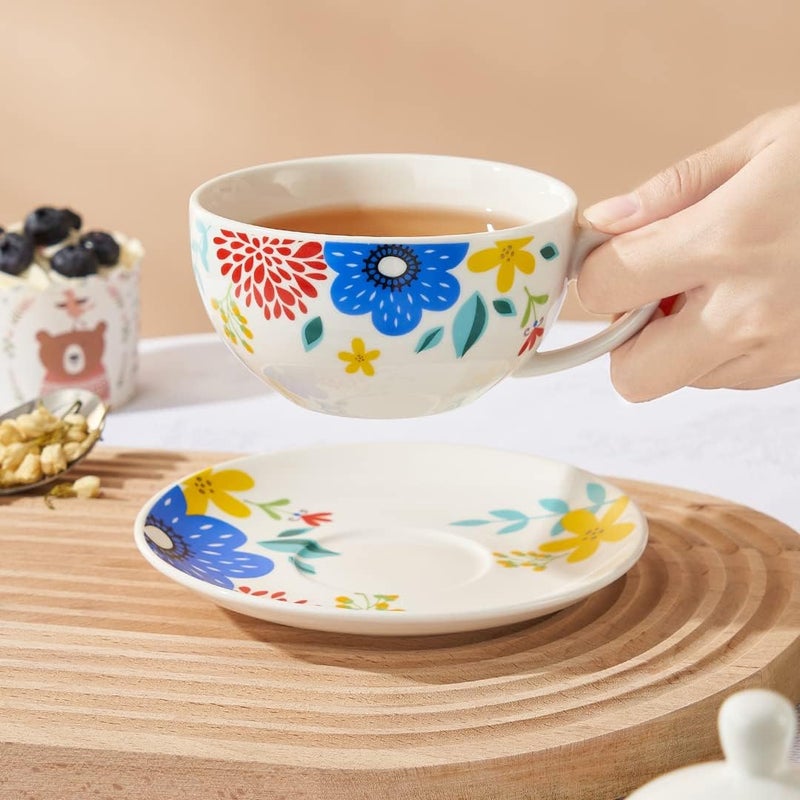 CHILDIKE Tea for One Porcelain Teapot and Cup Set, Tea Set for One, Floral Teapot, Tea Set Gift for Women, Garden Spring - Image 5