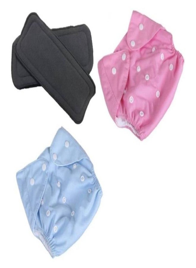 Miracle Moms Pack of 2 Freesize Washable & reusable waterproof adjustable cloth diaper for babies with quick drying prefold style soaker(insert) & dry feel layer on top | DPPB25 - Image 2