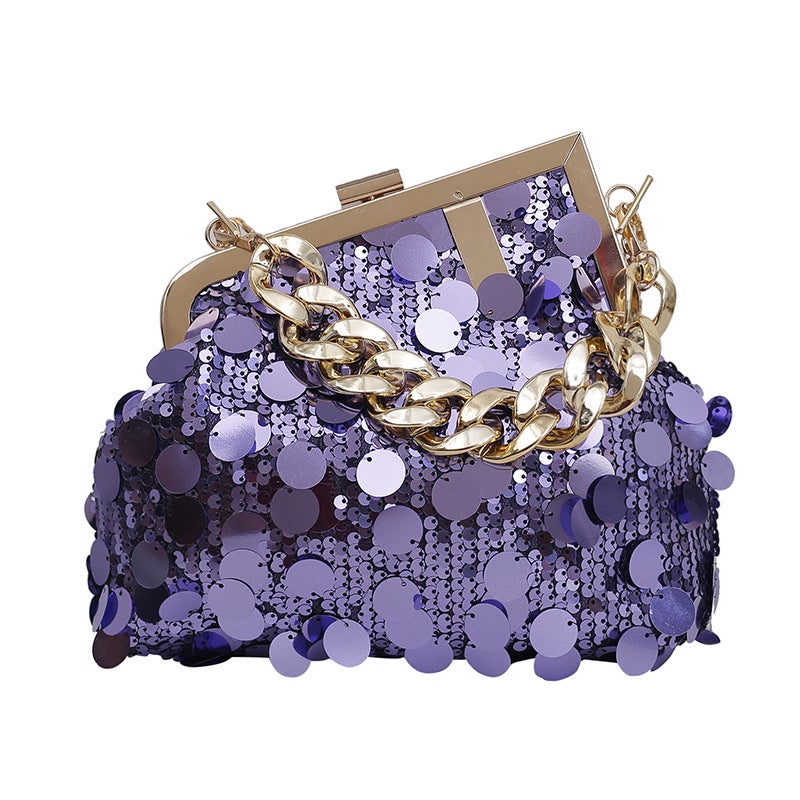 Shiny Small Bag For Women Versatile Crossbody Bag Sequin Chain Bag Fashion Clip Bag Hand Evening Bag - Image 1