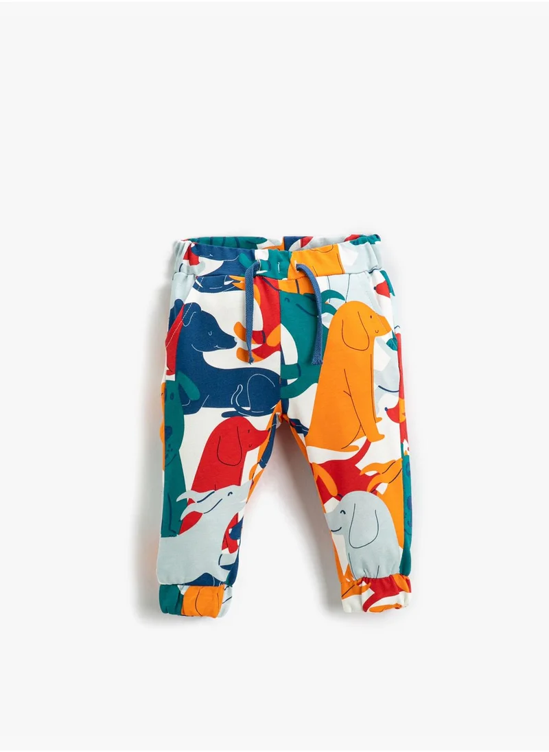 كوتون Animal Printed Sweatpants Drawstring Cotton