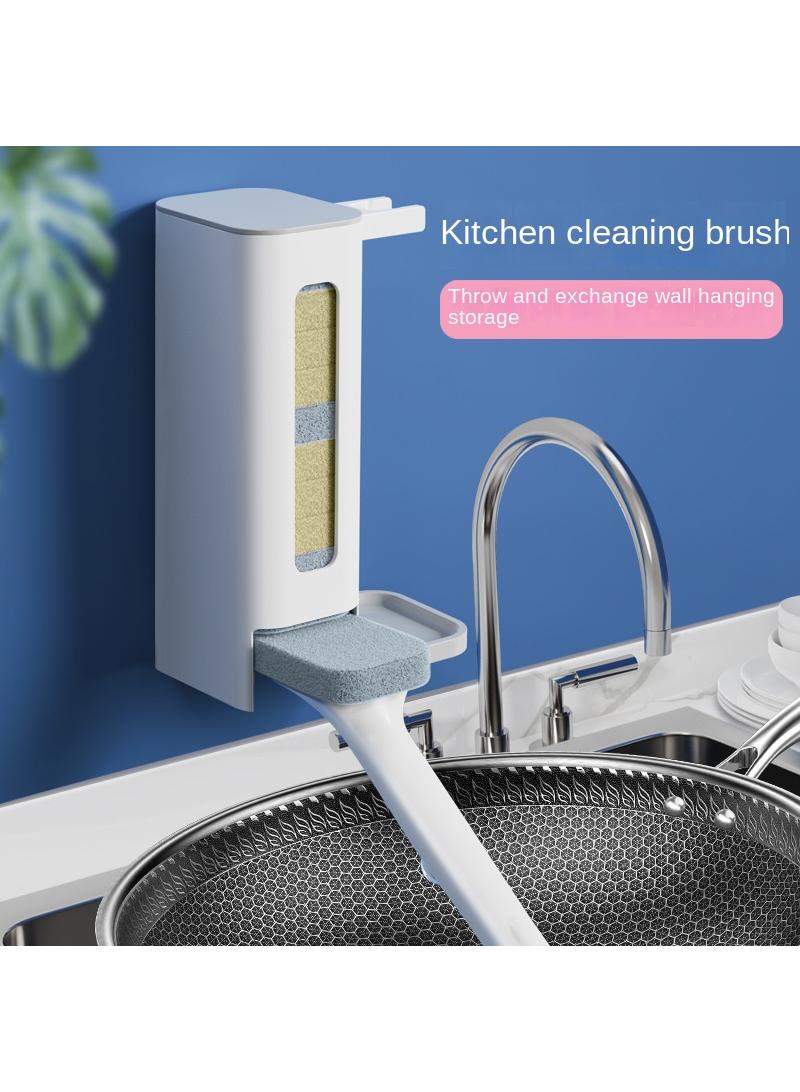 General Multi Functional Disposable Pot Brush Automatic Addition Of Dishwashing Liquid Scouring Cloth Dishwashing Brush Kitchen Cleaning Brush With 5 Pcs Diamond Yarn Brush Heads  - Image 2