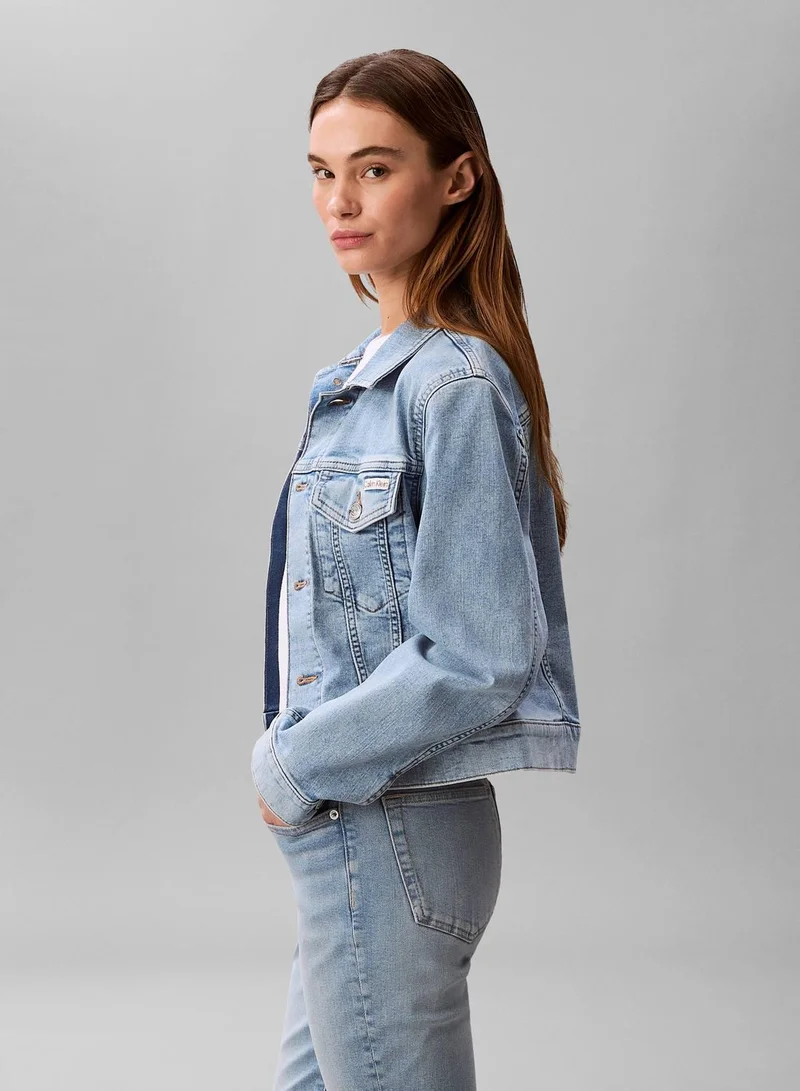 Calvin Klein Jeans COASTAL LIGHT Cropped Denim Trucker Jacket for Women | Best Price UAE