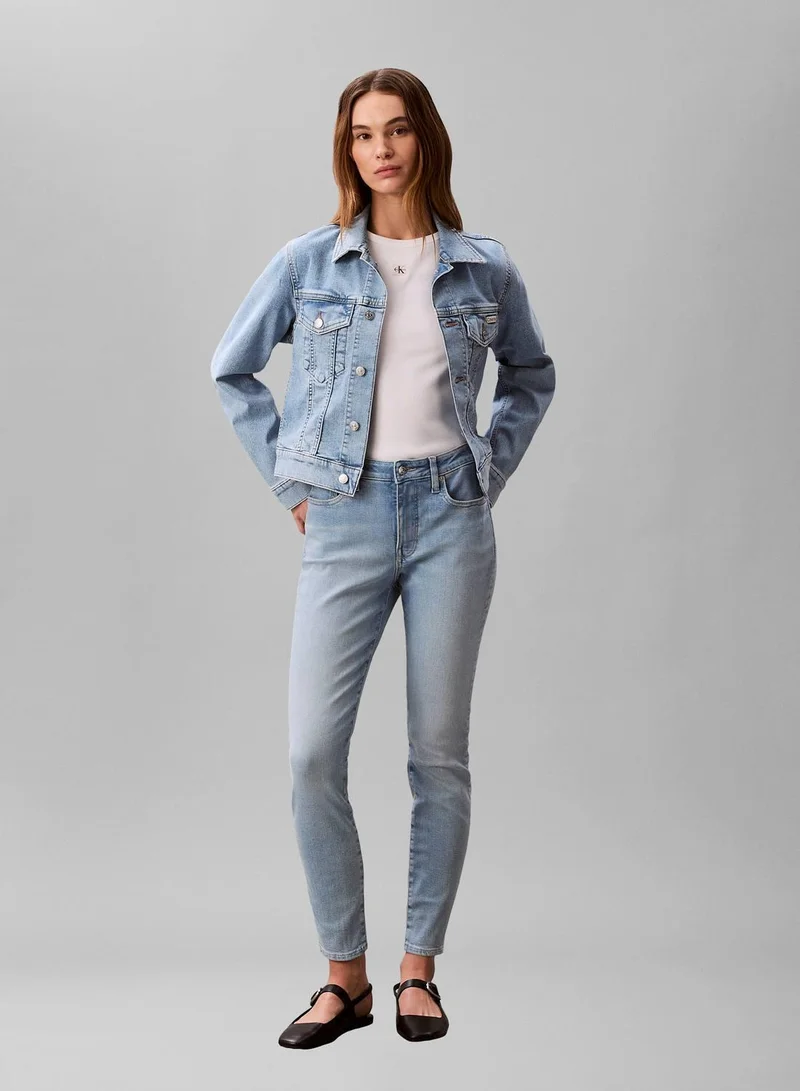 Calvin Klein Jeans COASTAL LIGHT Cropped Denim Trucker Jacket for Women | Best Price UAE