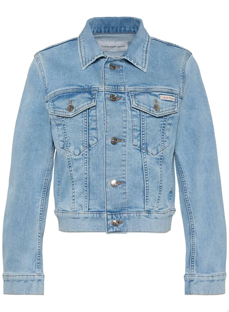 Calvin Klein Jeans COASTAL LIGHT Cropped Denim Trucker Jacket for Women | Best Price UAE