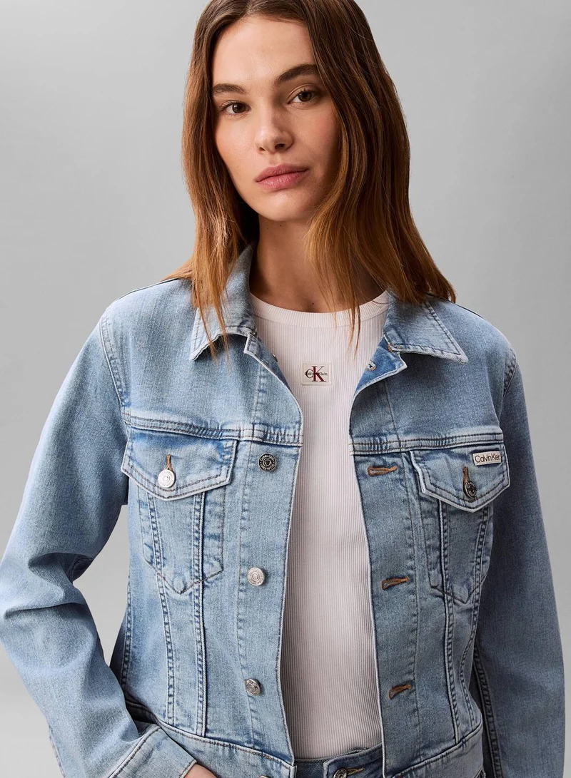 Calvin Klein Jeans COASTAL LIGHT Cropped Denim Trucker Jacket for Women | Best Price UAE