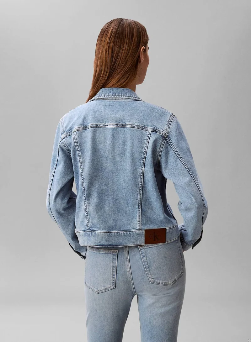 Calvin Klein Jeans COASTAL LIGHT Cropped Denim Trucker Jacket for Women | Best Price UAE