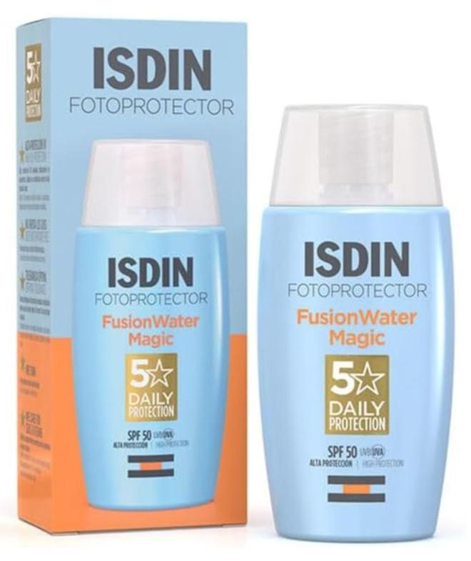 إيسدن فوتو بروتيكتر فيوجن واتر ماجيك SPF 50 UVB UVA حماية عالية من الشمس، ترطيب خفيف الوزن غير دهني للعناية بالبشرة، واقي شمسي للبشرة المعرضة لحب الشباب، 50 مل - Image 1
