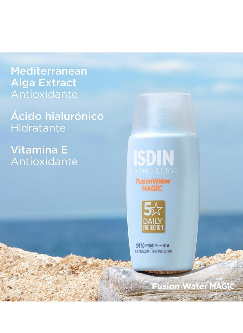 ISDIN Fotoprotector Fusion Water Magic SPF 50 UVB UVA High Protection Sunscreen Lightweight Hydration Non Greasy Skin Care Sunblock for Acne Prone Skin 50 ml  - Image 2