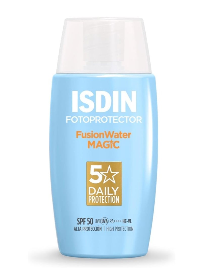 ISDIN Fotoprotector Fusion Water Magic SPF 50 UVB UVA High Protection Sunscreen Lightweight Hydration Non Greasy Skin Care Sunblock for Acne Prone Skin 50 ml  - Image 5
