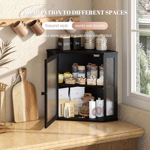 STDDRE Corner Bread Box Kitchen Countertop Extra Large Capacity Farmhouse Bread Box, Corner Countertop Storage, Double Layer Bread Holder (Black, Extra Large) - Image 4