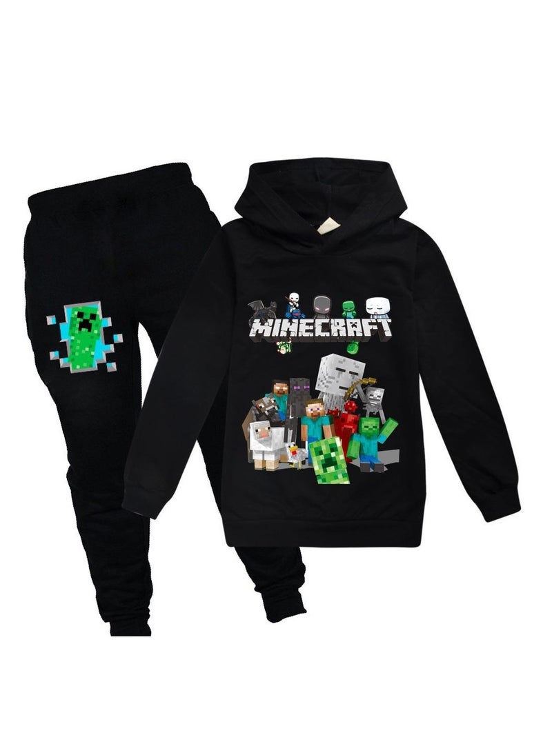 general Minecraft Men's & Women's Long Sleeve Sweatshirt Sets Kids Sizes A two-piece long sleeve hoodie gift for Minecraft fans - Image 1
