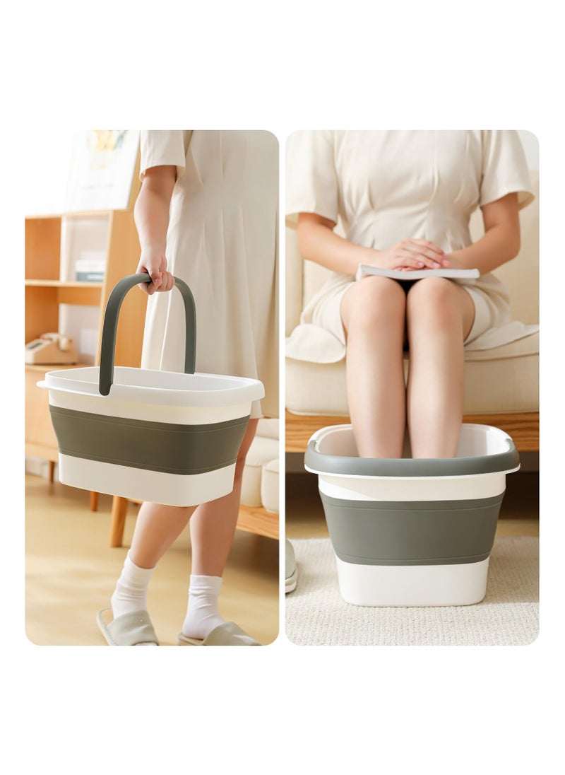 Anmi Collapsible Foot Bath Basin Foot soak Tub, Foot Soaking Tub with Massage Acupoint for Feet Soaking, Pedicure Foot Spa, Multifunction Plastic Bucket with Handle, Home Spa Treatment – Grey  - Image 5