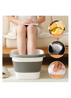 Anmi Collapsible Foot Bath Basin Foot soak Tub, Foot Soaking Tub with Massage Acupoint for Feet Soaking, Pedicure Foot Spa, Multifunction Plastic Bucket with Handle, Home Spa Treatment – Grey  - Image 2