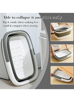 Anmi Collapsible Foot Bath Basin Foot soak Tub, Foot Soaking Tub with Massage Acupoint for Feet Soaking, Pedicure Foot Spa, Multifunction Plastic Bucket with Handle, Home Spa Treatment – Grey  - Image 3